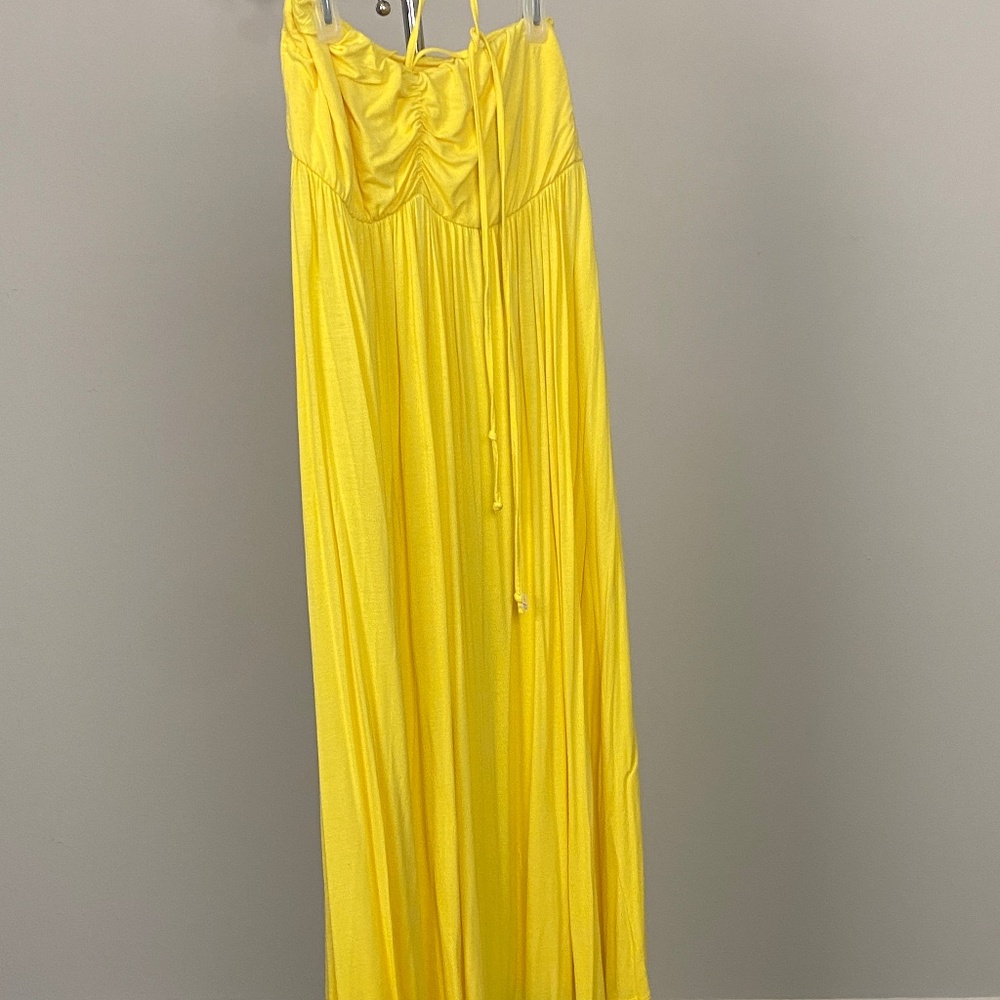 SEXY Backless bright yellow dress with ties over shoulder
